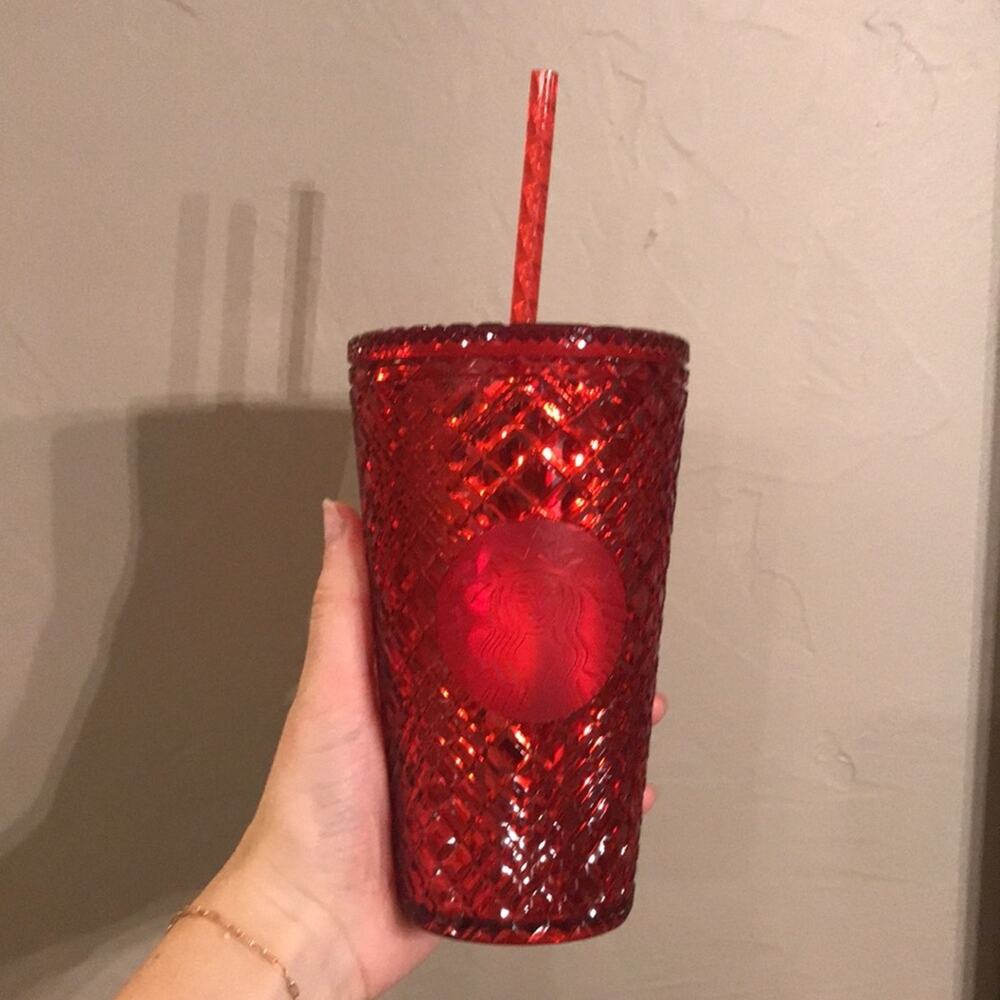 NWT Starbucks 16 oz. Red Christmas 2021 Jeweled Cold Cup